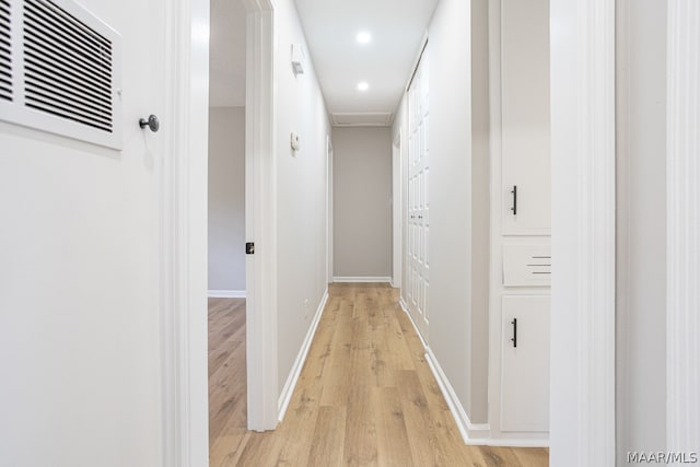 corridor featuring light wood-type flooring