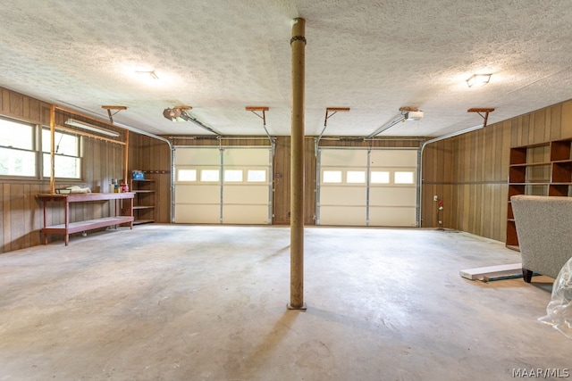 garage with wooden walls