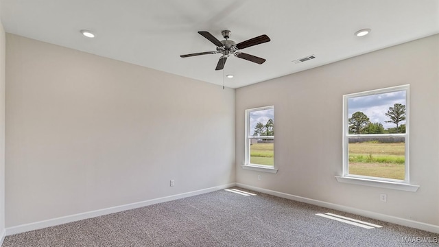 6601 Firefly Ln, Montgomery, AL 36116 - spare room featuring baseboards, carpet flooring, ceiling fan, and recessed lighting