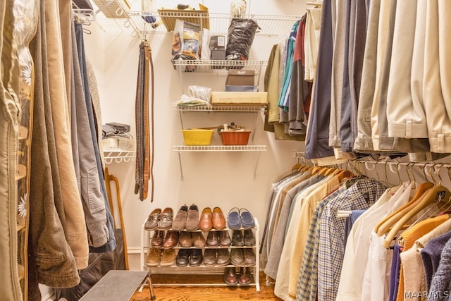 walk in closet featuring hardwood / wood-style floors