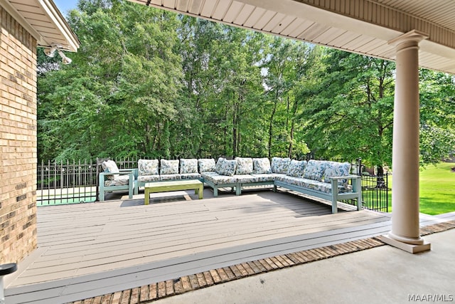 deck with outdoor lounge area