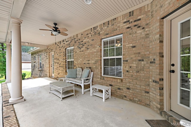 view of patio with ceiling fan