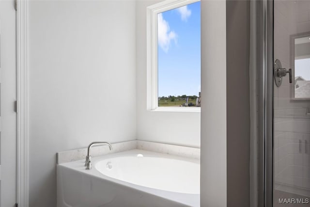 bathroom with separate shower and tub