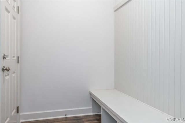 mudroom with dark hardwood / wood-style floors