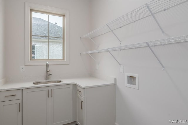 washroom with sink and hookup for a washing machine