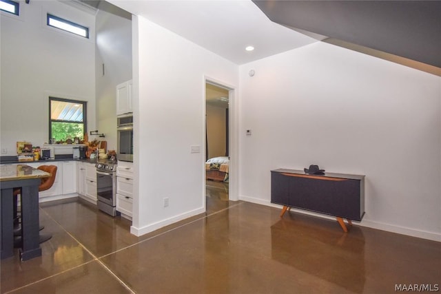 hallway with a high ceiling