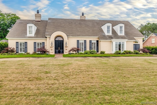 new england style home featuring a front yard