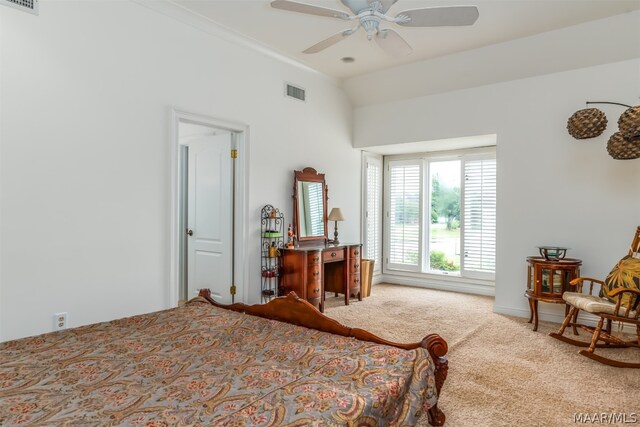 bedroom featuring carpet flooring and ceiling fan