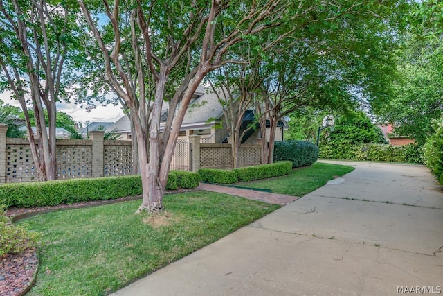 obstructed view of property featuring a front yard