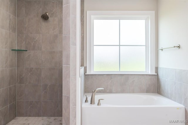 bathroom with independent shower and bath