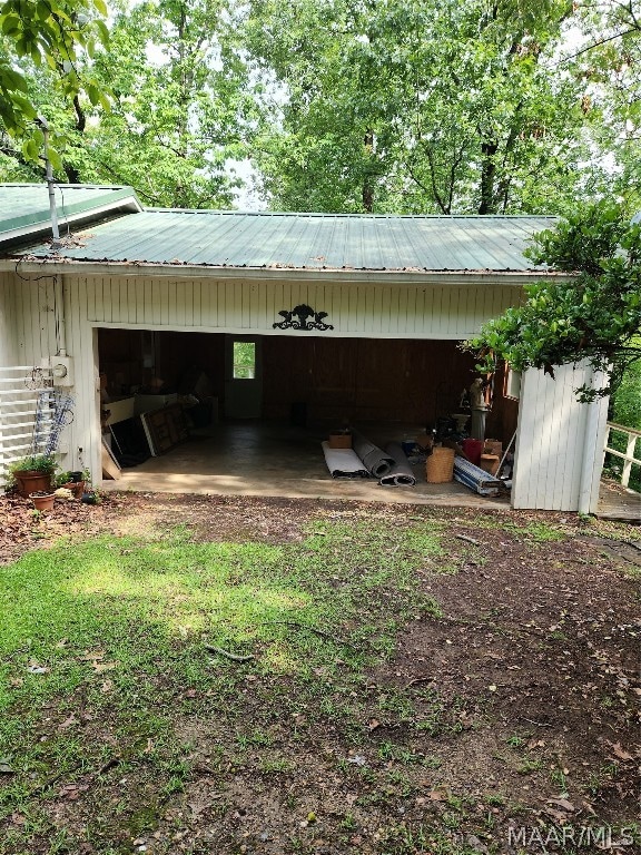 exterior space with a garage