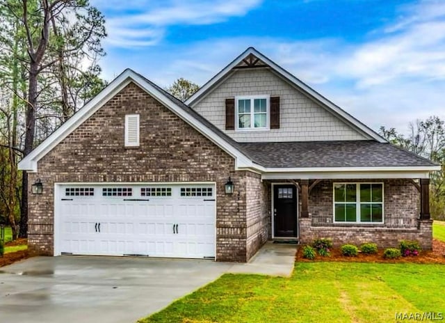 craftsman-style home with a front lawn