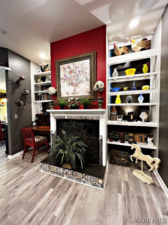 interior space featuring wood-type flooring