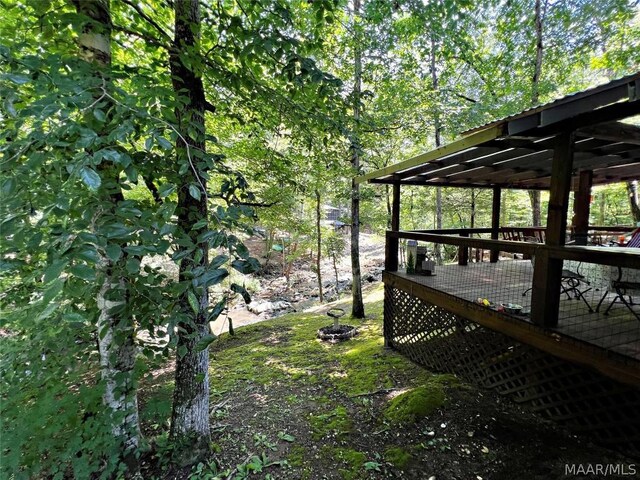 view of dock with a wooden deck