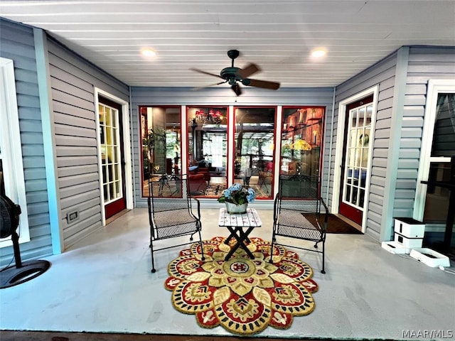 view of patio with ceiling fan