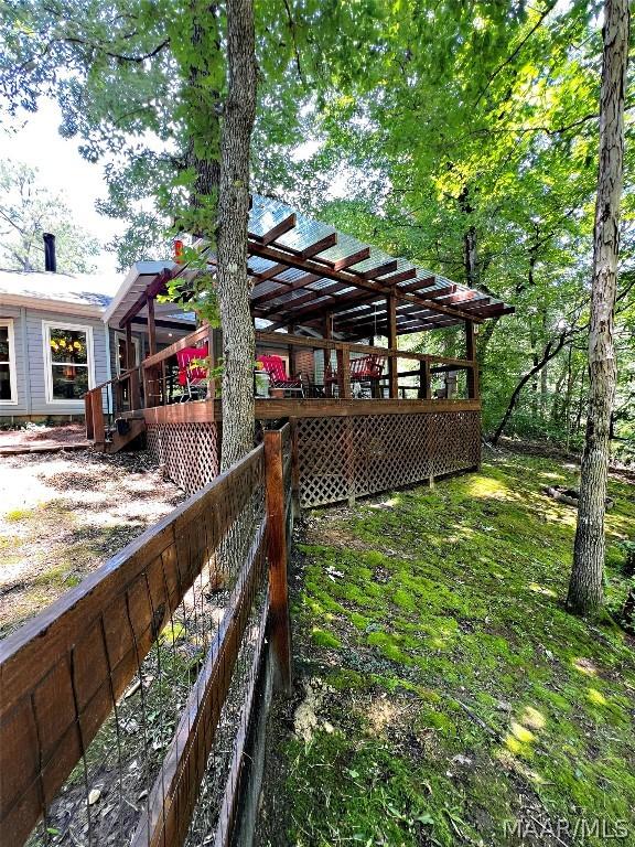 view of yard with a deck