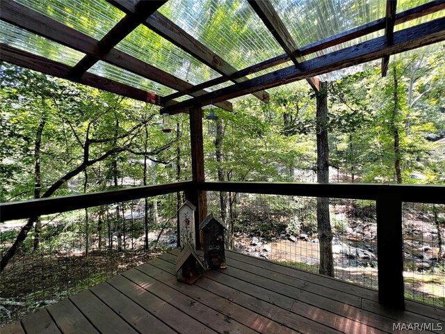 wooden terrace featuring a pergola