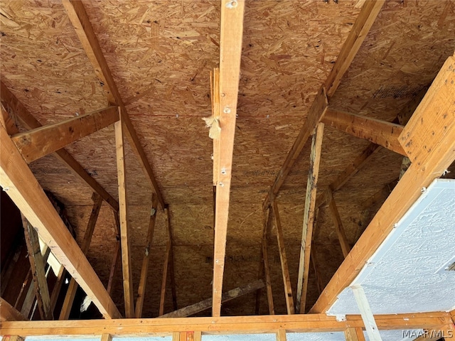 view of unfinished attic