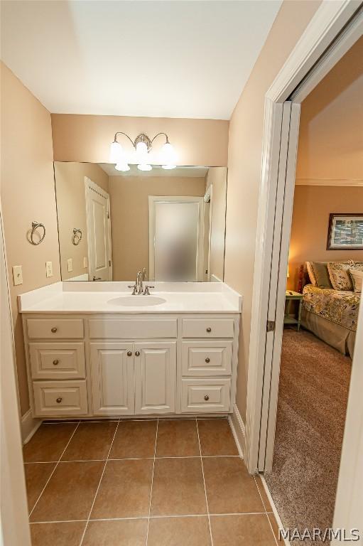 bathroom featuring vanity and tile patterned floors