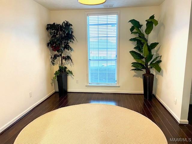 room details with wood finished floors, visible vents, and baseboards