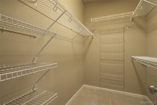 spacious closet with carpet floors