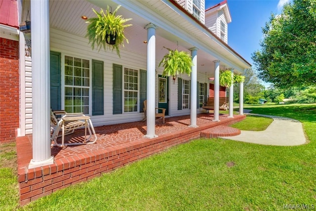 exterior space featuring covered porch