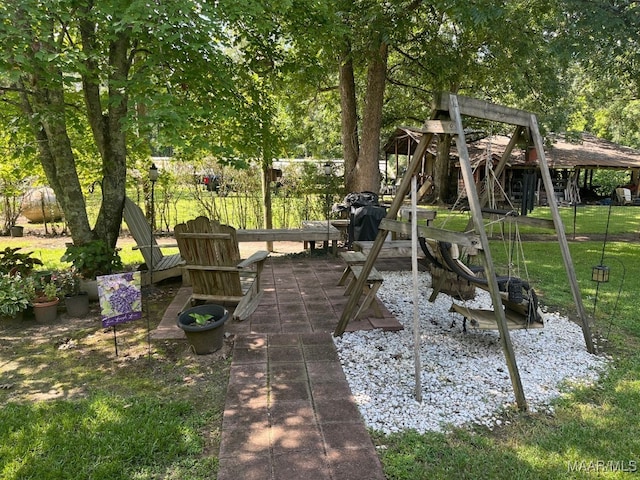 view of yard with a playground