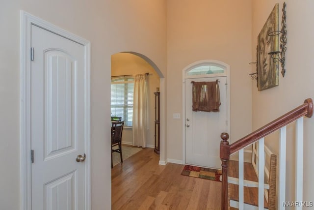 entrance foyer featuring light wood-type flooring