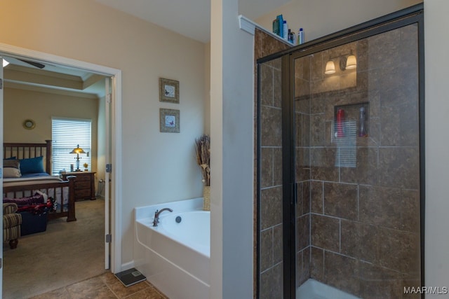 bathroom with independent shower and bath