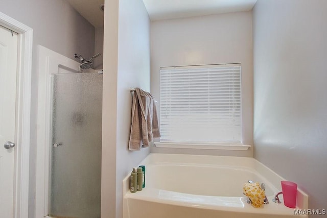 bathroom with plus walk in shower