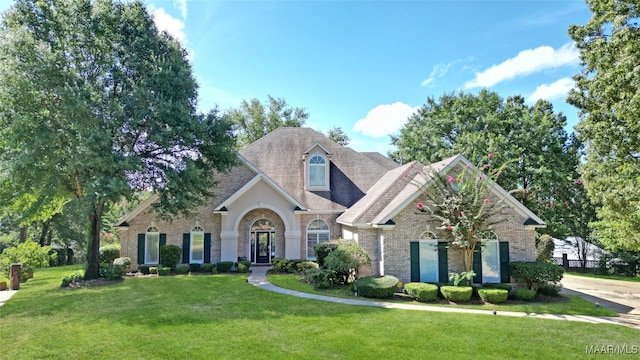 view of front of home with a front lawn