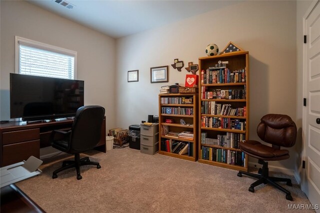 view of carpeted office space