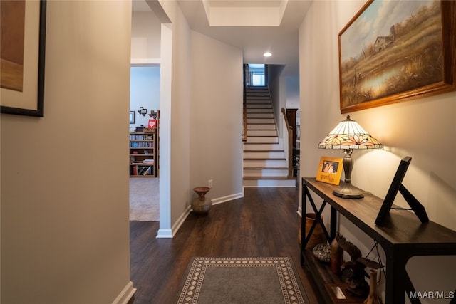 hallway featuring dark hardwood / wood-style floors