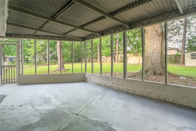 view of unfurnished sunroom