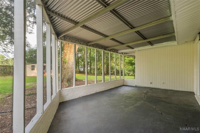 view of unfurnished sunroom