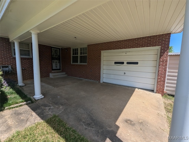 view of garage