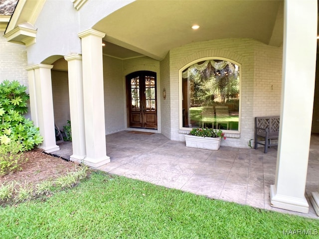 property entrance with french doors