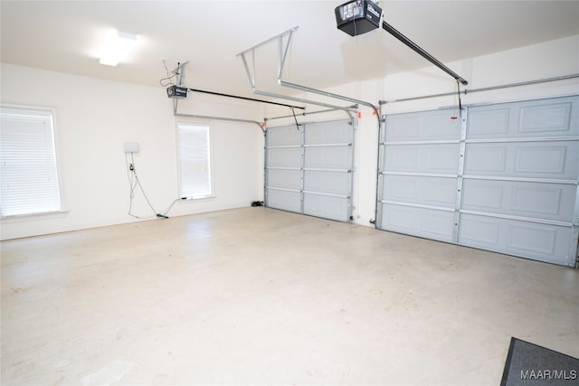 garage with a garage door opener