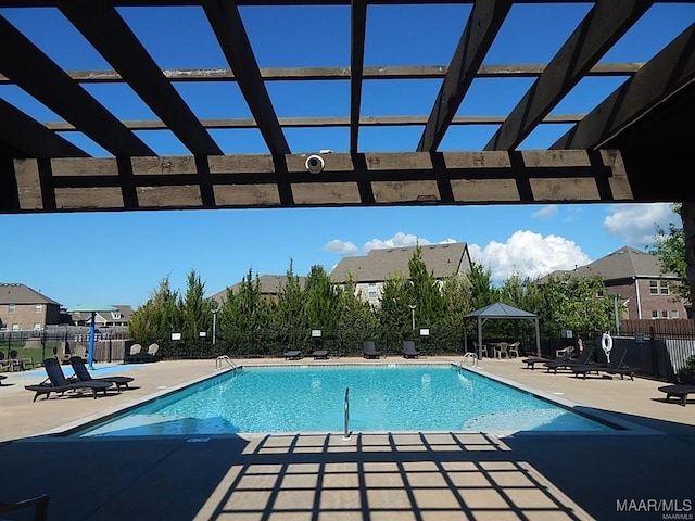 view of pool featuring a gazebo and a patio area