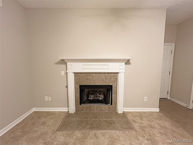 interior details featuring a fireplace