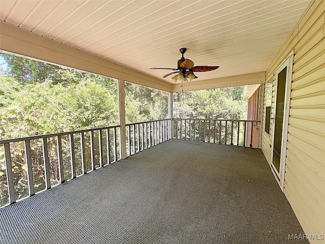 view of patio featuring ceiling fan