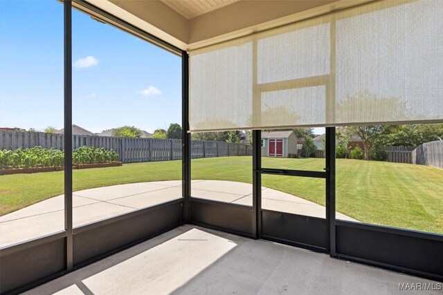 view of unfurnished sunroom