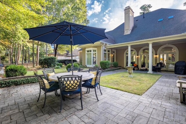 view of patio / terrace featuring french doors