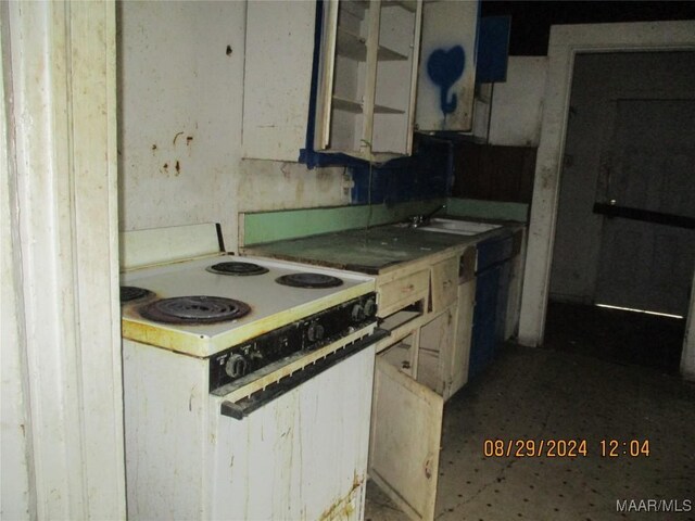 kitchen with a sink and electric stove