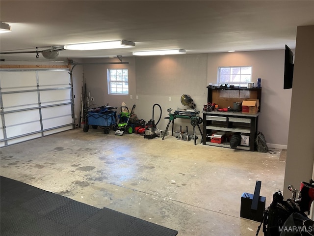 garage with a garage door opener