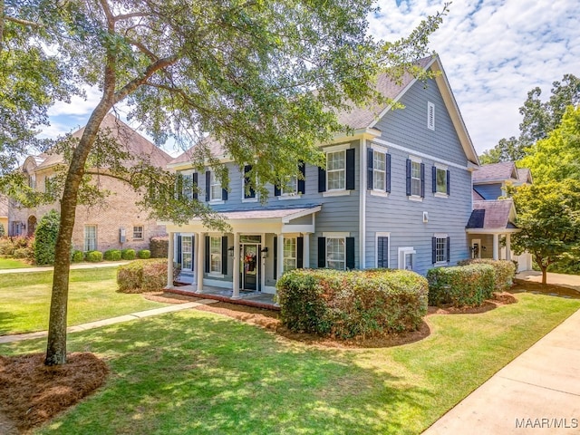 colonial house with a front lawn