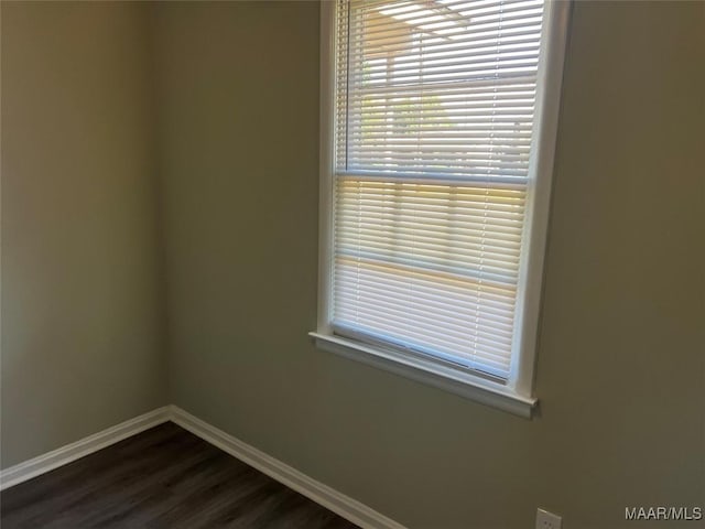 unfurnished room with dark hardwood / wood-style floors