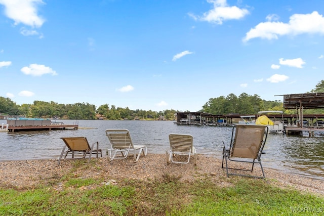 view of dock featuring a water view