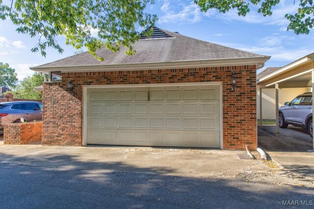 view of garage