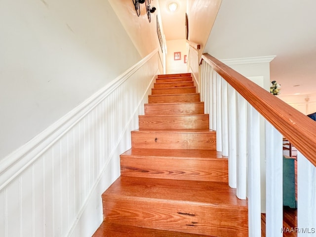 stairs with hardwood / wood-style flooring